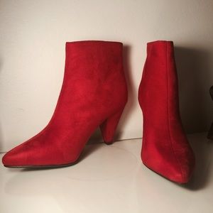 RED ANKLE BOOTIES